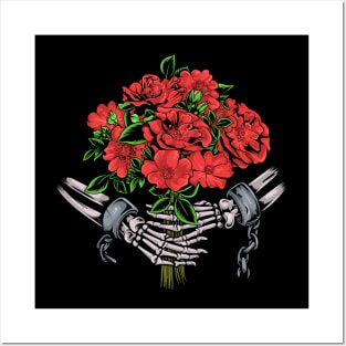 skull skeleton roses Posters and Art